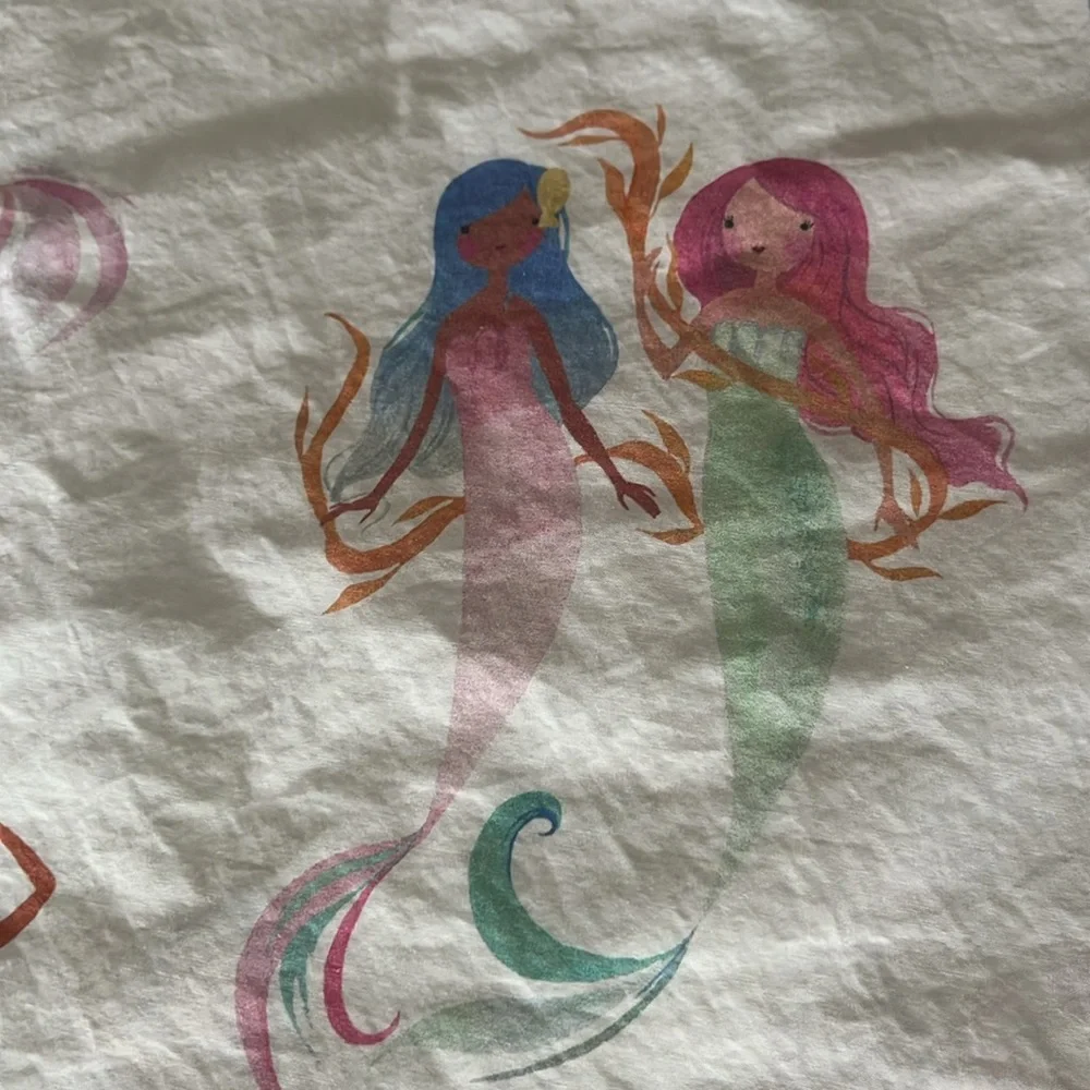 Pottery Barn Kids Mermaid & Cats Beach Pillow Sham Embroidered Lily 28x20